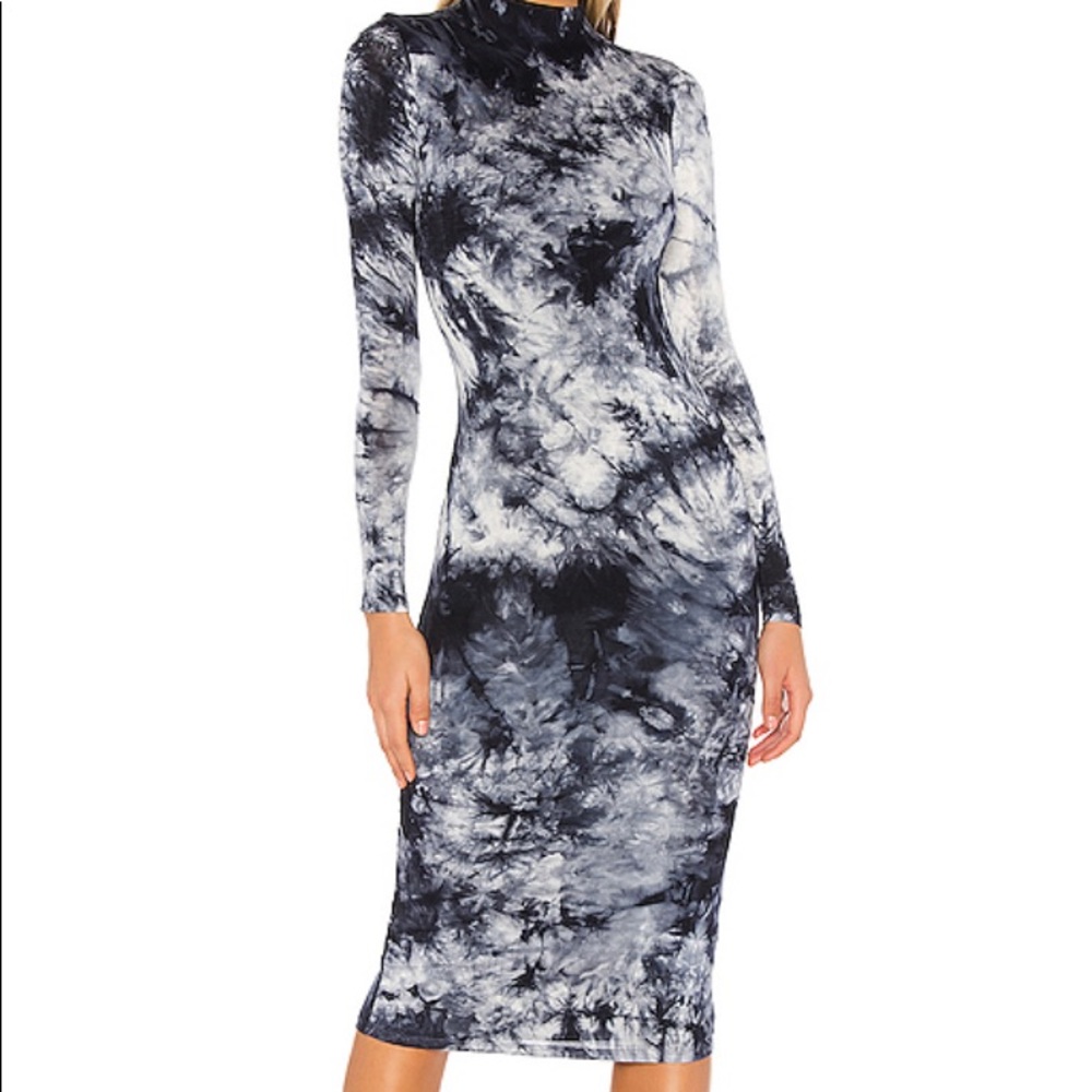Ivanna Midi Dress in Indigo Blue Tie Dye